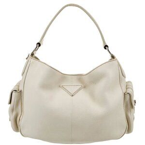 Prada Vitello Daino Leather White Shoulder Bag